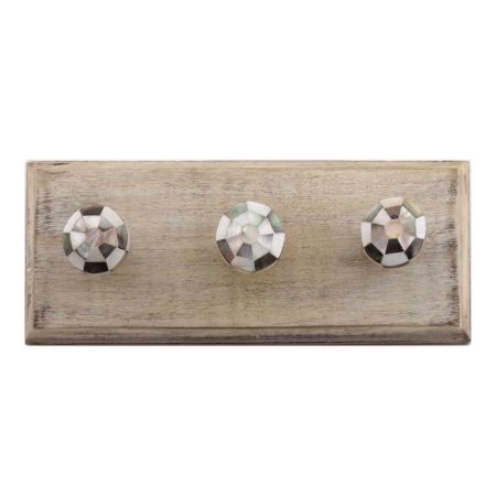 Mixed Shell Football Pattern Wooden Hooks